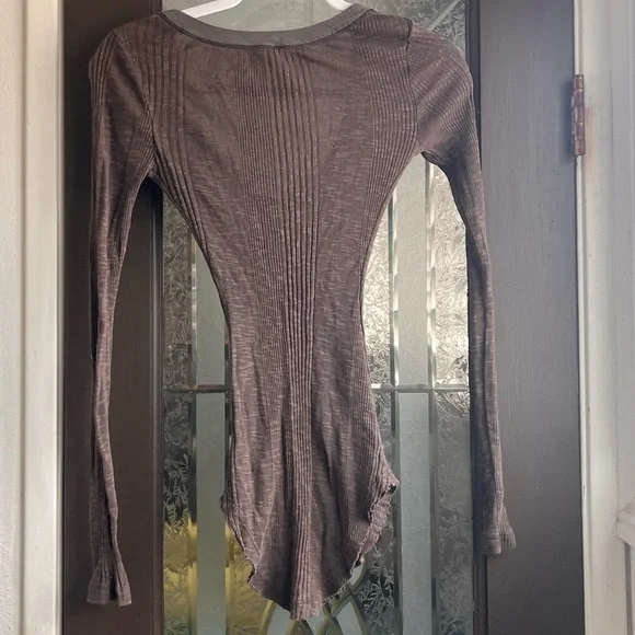 We The Free Brown Ribbed Long Sleeve Bodysuit - Picture 2 of 3